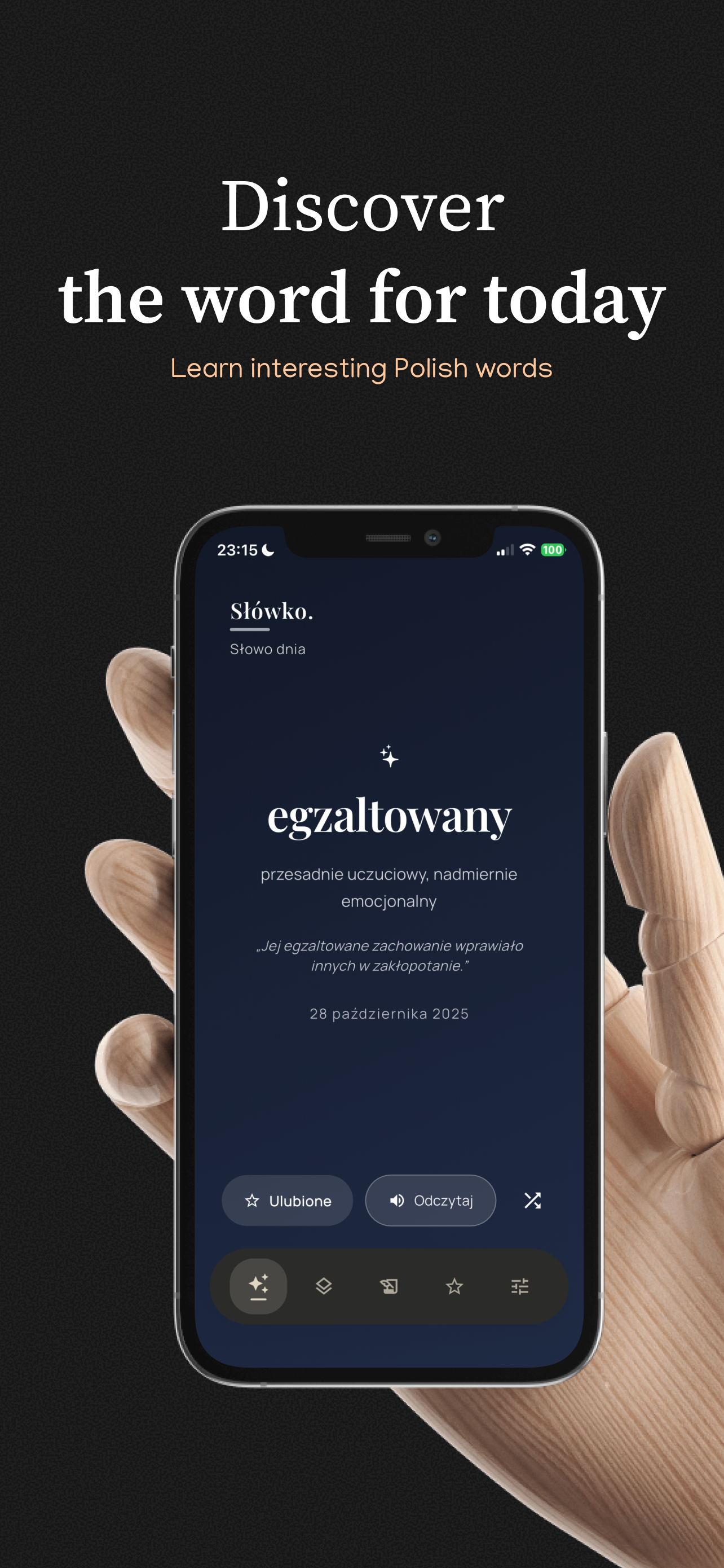 Słówko - ekran główny z dziennym słowem